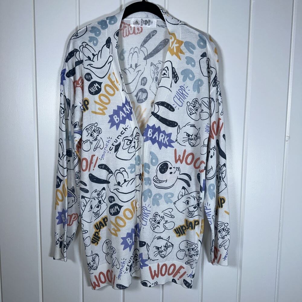 Disney Characters Sidekicks Sweater Large All Over Critters Print Cardigan Pluto